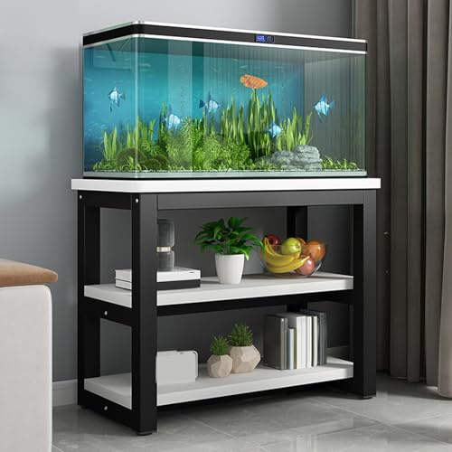WPWSDWMX Aquarium Unterschrank, Robuster Aquariumständer mit Metallrahmen, Reptilien-Aufbewahrungstisch für Zuhause und Büro(White,50x40x70cm)