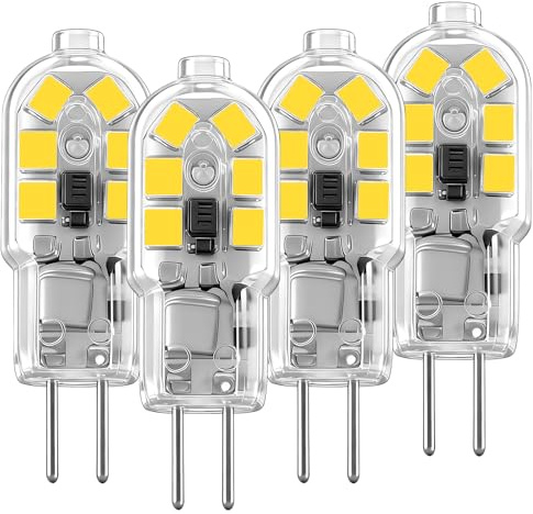 LUHMQ G4 LED Birne 2W ersetzt 20W Halogen,AC/DC 12V-24V Niederspannung,MR11 Bi-Pin Sockel - Für Landschaftsleuchten, Unterschrank-Pucklichter, Kronleuchter,Haushaltsleuchten(Kaltesweiß 6000k, 4 Stück)