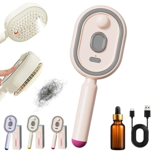 Electric Spray Air Cushion Massage Comb with Essential Oils 2026 Neu Kopfhaut Massagebürste, 3-in-1 Elektrischer Sprüh-Luftkissen-Massagekamm für Lockiges, Welliges & Glattes Haar (Rosa)