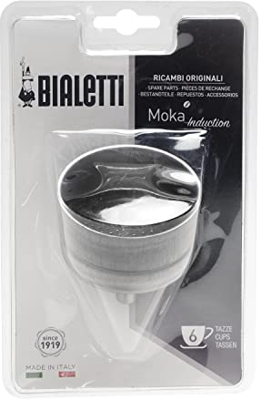 Bialetti 0800110 Blister Imbuto Moka induzione 6 Tazze, Alluminio, Acciaio Inox, 12 x 8,5 x 19 cm, Metallo