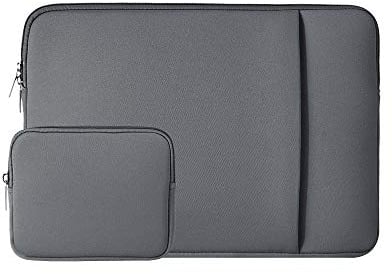 RAINYEAR 14 Inch Laptop Sleeve Case Protective Soft Padded Zipper Cover Carrying Computer Bag with Front Pocket & Accessories Pouch,Compatible with 14 Notebook Chromebook Tablet Ultrabook(Grey)