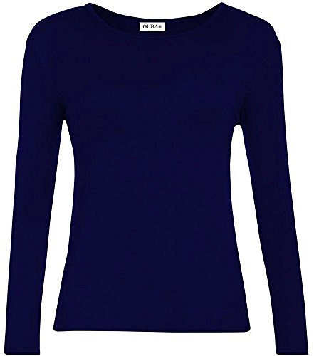 GUBA® Girls T Shirt Long Sleeve Top Kids Plain Basic Uniform T-Shirt Crew Neck Tee Size 5-13 Years (11-12 Years, Navy)