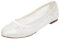 Emily Bridal Spitze Hochzeit Schuhe Flache Elfenbein Pumpen Runde Slip-on Brautschuhe (EU42, Elfenbein)