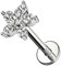 Piercingfaktor Piercing Stab mit Kristall Blume Lippe Ohr Labret Tragus Helix Knorpel Stecker Lippenpiercing Ohrpiercing 6mm Silber Clear