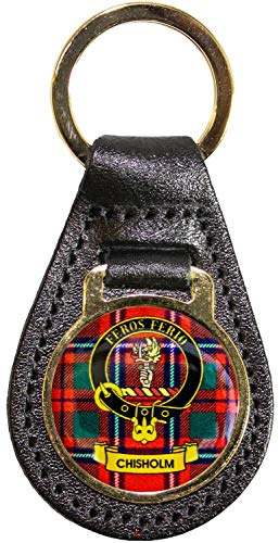 I LUV LTD Leather Key Fob Scottish Clan Crest Chisholm Scottish Made