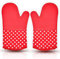 AYADA Silikon Ofenhandschuh Hitzebestaendig, Topfhandschuhe Rot Doppelt Backhandschuhe Topflappen Handschuh Backofenhandschuhe Küchenhandschuhe Kochhandschuhe Oven Gloves Oven Mitts
