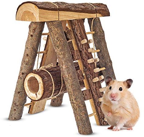 FiNeWaY Natural Wooden Climbing Hamster Mouse Gerbil Playground Wall Rats Pets Toys Play House Tunnel