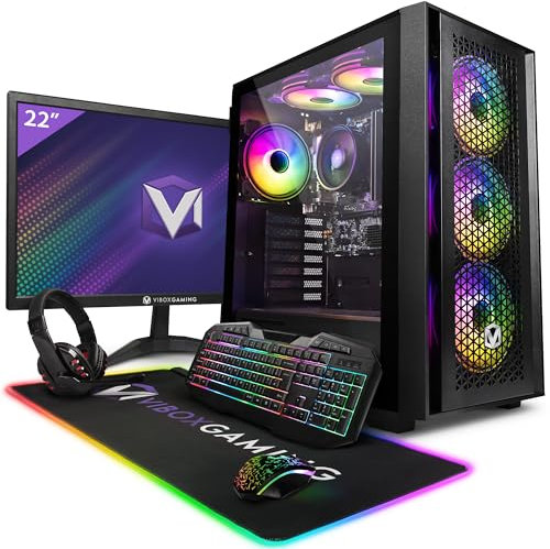 Vibox VI-2 Gaming PC Set Komplett • Monitor 22 Zoll • AMD Ryzen 3 3200G 4,0GHz • Radeon Vega 8 • 16GB RAM • 1TB NVMe SSD • Windows 11 • WLAN