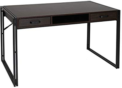 Mendler Schreibtisch HWC-A27, Bürotisch Computertisch, 122x70cm 3D-Struktur - Dunkelbraun