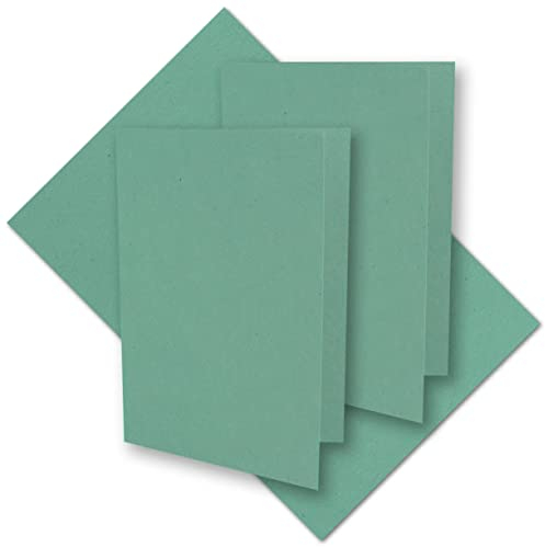 100x Eukalyptus-Grünes Vintage Kraftpapier Falt-Karten 105 x 148 mm - DIN A6 - Natur Eukalyptus-Grün - Recycling - 220 g blanko Klapp-Karten - UmWelt by GUSTAV NEUSER
