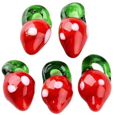 Cheriswelry 20 colgantes de fresa de cristal de Murano para hacer joyas