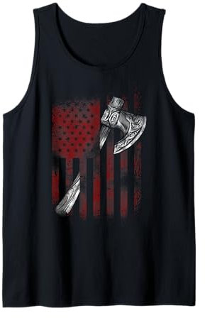 Hatchet Axe Throwing Lumberjack Logger American Flag Tank Top