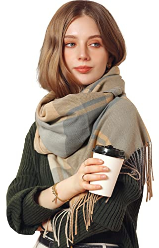 LumiSyne Winter Schal Kariert Kaschmir Schal Für Damen Herren Klassisches Karomuster Pashmina Schals Mit Quasten/Fransen Lange Tartan Schal Weiche Und Warmer Schultertuch Stola