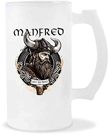 Bierkrug Manfred | Vorname Viking Bierglas mit Spruch lustig Pint Geschenkidee zum Geburtstag