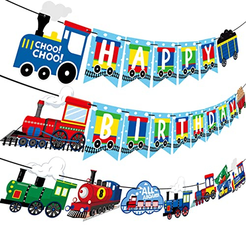 Train Birthday Party Banner Decorations Retro Train Birthday Party Supplies Steam Train Decorations Baby Showers Supplies