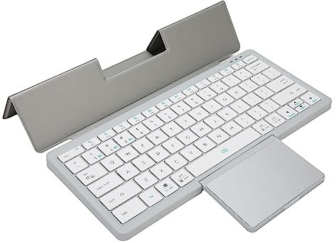 Vikye Étui Universel pour Tablette, étui Détachable pour Clavier 78 Touches avec pavé Tactile Dissimulable pour Système Android iOS Windows, Interface de Type C, Batterie Rechargeable (Argent)