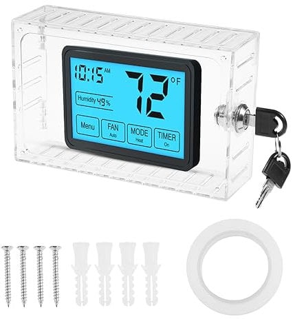 Universal Thermostat Lock Box - Clear Cover Guard for All Types - 6.3x4x2 Inch or Smaller