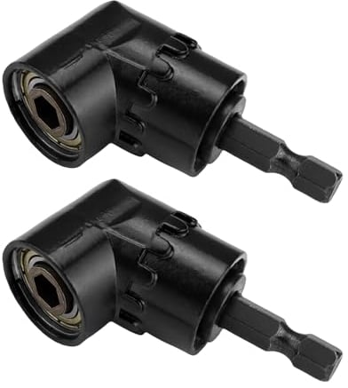 HERKINDNESS Right Angle Drill Attachment, 2 Pieces 1/4 Inch 105 Degree Right Angle Driver Dapter, with Magnetic Drill bit Holder, Angled Drill bit Attachment for Narrow Work Space