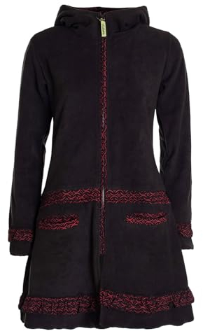 Vishes - Alternative Bekleidung - Damen lange Fleecejacke Fleecemantel Übergangsjacke ECO-Fleece schwarz 42-44