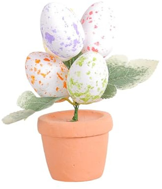 Ostern Dekoration Osterei Schaum Vase Osterei Zweig Zweige Desktop Ornament für Party, Buntes weißes Ei, 17cmx7cmx7cm