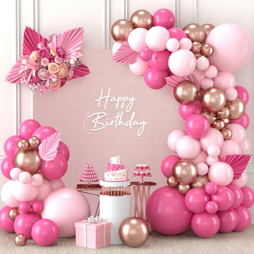 Arco Palloncini Rosa,110 Pezzi Kit Ghirlanda Arco Palloncini Oro Rosa Rosa Macaron Per Decorazioni Compleanno Bambina Baby Shower Matrimonio Fidanzamento San Valentino