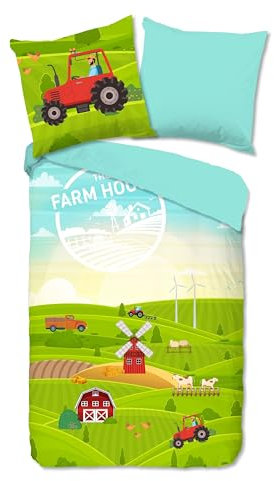 Traumschloss Bettwäsche »Renforcé« Farm Haus, Bauernhof, 135x200 & 80x80, 100% Baumwolle, atmungsaktiv & weich, Kinderbettwäsche-Set mit Reißverschluss bestehend aus Kissen und Bettbezug