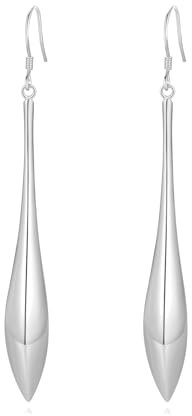 Metjakt Damen Ohrringe 925 Sterling Silber Lange Hängende Tropfen Damenschmuck (Platin)