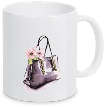 artboxONE Tasse Handtasche mit Blume von Galaxy of Graphics - Kaffeetasse Menschen