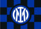 Inter Bandiera Dimensioni 70 x 50 cm con Nuova Grafica a Scacchi e Logo Centrale