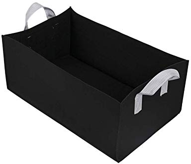 Garten-Anbautaschen, Rechteckige Filz-Pflanztaschen mit Griffen, Verdicktes Hochbeet aus Vliesstoff, Stofftöpfe für Den Innengarten-Pflanzbehälter für Den Anbau von Pflanzen, Gemüse,(Schwarz-S)
