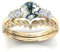 Rundschliff Moosachat Verlobungsring Set for Frauen, Art Deco Moosachat und Moissanit Ring, 925 Sterling Silber, Hochzeit Edelstein Schmuck(Color:Yellow Gold,Size:57(18.1))