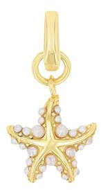 Amor Charm 925 Sterling Silber Damen Charms, mit Glasperle, 2 cm, Weiß, Seestern, Kommt in Schmuck Geschenk Box, 2038504