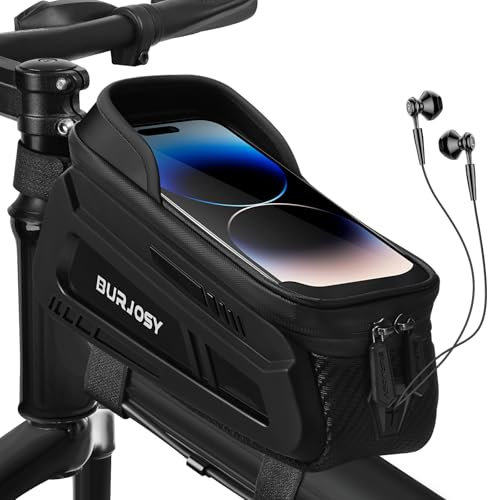 Burjosy Wasserdicht Fahrrad Rahmentasche, Fahrradtasche Rahmen mit TPU-Touchscreen und Sonnenblende, Fahrradtasche Wasserdicht für Smartphone bis zu 7 Zollc
