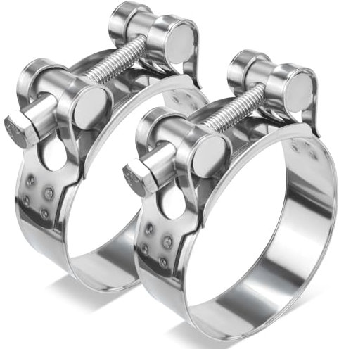 Fomiata 2Pcs 201 Stainless Steel T-Bolt Hose Clamps,Clamp Range 60-63mm , Band Width 22mm (60-63mm 2pcs)