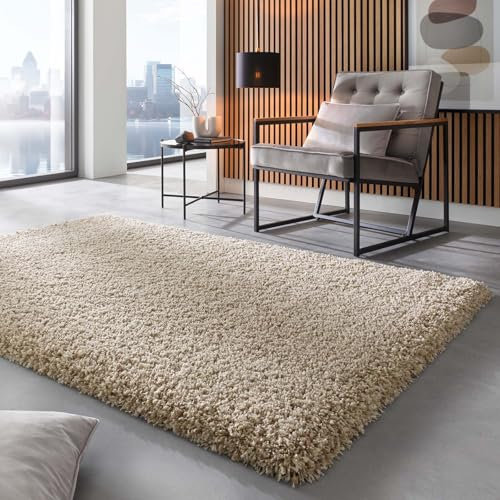 Taracarpet Shaggy Hochflor Langflor Teppich Twilight Luxus Qualität aus Belgien geeignet fürs Wohnzimmer Schlafzimmer und Kinderzimmer 2211 Weiss beige 200x290 cm