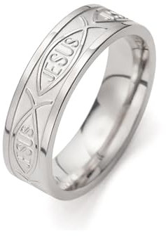 unift Jesus Fisch Ring für Damen Edelstahl Anox Einfache Ichthus Fische Christliche Symbol des Glaubens Ringe Christlicher Schmuck, Edelstahl, Kein Edelstein