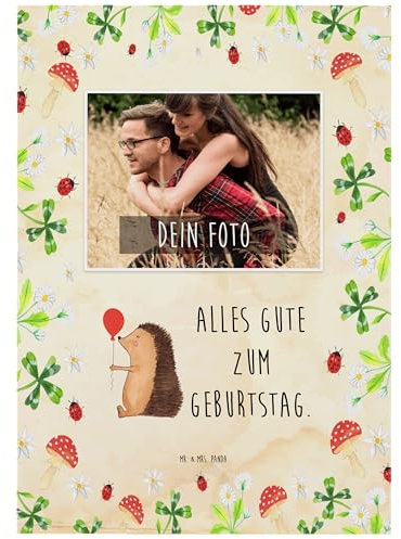 Mr. & Mrs. Panda Personalisierte Foto Postkarte Igel Luftballon - Geschenk, Ballon, Geburtstag, Geburtstagskind, Lustige Sprüche, Happy Birthday, Herzlichen Glückwunsch