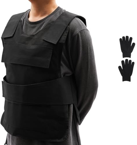 Chynalys Stab Proof Vests for Men Adjustable Security Vest, Tactical Vest with Knife Proof Cut Resistant Work Gloves and Storage Bag, Stab Proof Clothing for Police Security Guards
