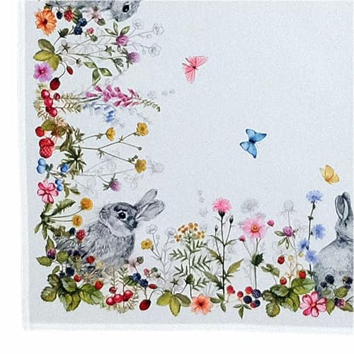 texpot Tischdecke 85 x 85 cm mit Druck Häschen Sommerwiese Ostern Frühling
