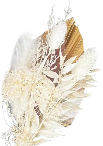 1Pcs Cake Decorations, Dried Flowers for Cakes, Gold Palm Leaves Cake Topper, Dried Flowers Bouquet, Flower Cake Decorations For Cakes Decoration With Palm Spear, Lagarus Bunny Tails And Ruscus