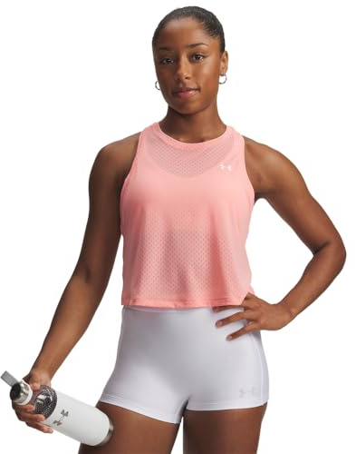 Under Armour Tech Sport Mesh Cropped-Tanktop für Damen, (603) Posh Pink/Weiß, Klein