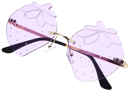 Beaupretty 1 Paire Lunettes De Soleil Fraise Paille En Forme De Lunettes De Soleil Créatives Lunettes De Soleil D'été Lunettes De Soleil Pour La Fête Lavender Boîte D'ordinateur