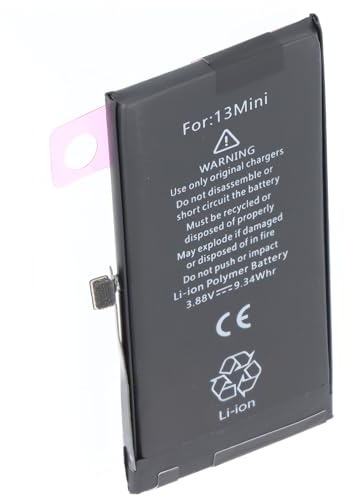 Akku kompatibel mit Apple iPhone 13 Mini, Li-Polymer, 3,88V, 2406mAh, 9,3Wh, Built-in, ohne Werkzeug