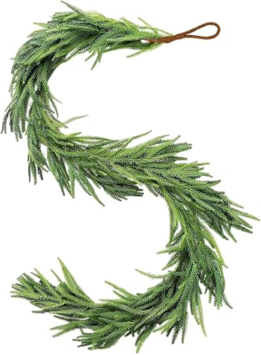 RUIQLXHANG Weihnachten Norfolk Kiefer Girlande, 3.6M Naturgetreue Tannengirlande, Künstliche Weihnachtsgirland, Real Touch Grüne Girlande für Tisch Kaminsims Wand Outdoor Weihnachtsdekorationen