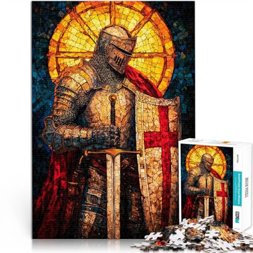 Familienspiel für und Buntglas-Ritter-Kreuzritter Puzzle 1000 Teile für Erwachsene 50x75cm Heimdekoration Spielzeug für ab 14 Jahren