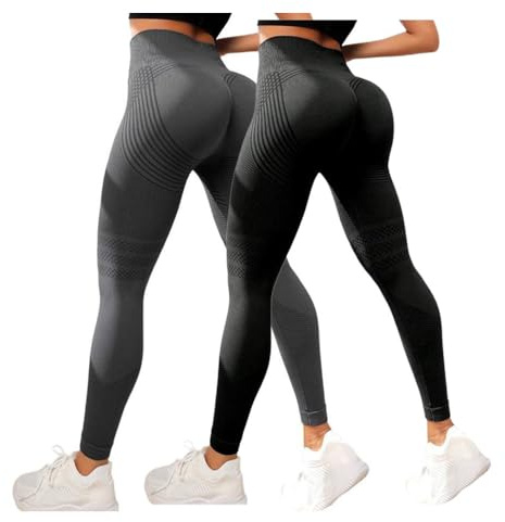 2er Pack Anti Cellulite Leggings Sport Leggings Damen Kompressionsleggins Booty Lifting Shaping Hohe Taille Sporthose Lange Blickdicht Kompressions Lipödem Yoga Hose