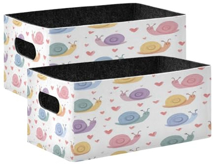 Kcldeci Aufbewahrungskörbe für Schnecken und Herzen, robust, faltbar, für Regale, Schrank, Kinderzimmer, 2 Stück