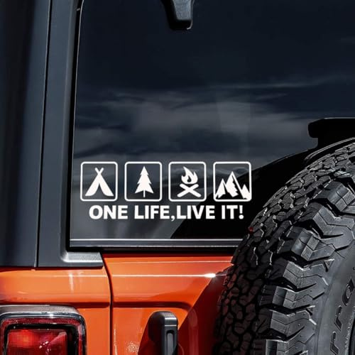 2 Stück 30 x 10,5 cm, „One Life Live It!“ Selbstklebende Vinylaufkleber, geeignet für Autoscheiben, Stoßstangen, Fenster, Glas, Wände, wasserfestes Außenzubehör für Autos | #DZ229 (Weiß)