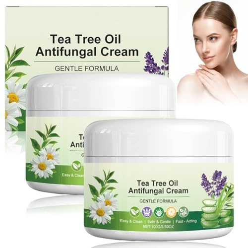 NHPY 2 Pcs Teebaumöl Körpercreme,Natürlich Feuchtigkeitscreme,Für Eine Weiche Und Beruhigte Haut,Für Alle Hauttypen,100g*2