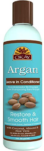 OKAY Argan Leave In Conditioner | Für alle Haartypen & Texturen | Wiederherstellung, Hydratisieren & Glattes Haar | Mit Kokosnuss, Mandel & Aloe Vera | Frei von Parabenen, Silikonen, Sulfaten | 227 g